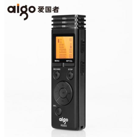 爱国者（aigo） R5503录音笔16g专业高清远距降噪 声控录音商务会议录音笔迷你小巧学生录音器 黑色 16G