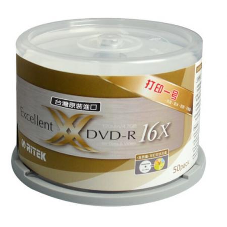 铼德(RITEK) 台产可打印一号 DVD-R 16速4.7G 空白光盘/光碟/刻录盘 桶装50片