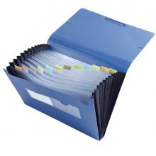 齐心(Comix)F4302 12格易分类 松紧带式风琴包/文件夹/票夹 蓝色 办公文具