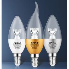 欧普照明（OPPLE）led灯泡 E14水晶灯泡吊灯灯泡壁灯球泡小螺口蜡烛泡螺旋 尖泡 时尚白 5W黄光 /暖白光
