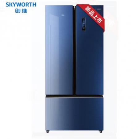 创维(SKYWORTH）503升 冰箱双开门 美式多门 银离子杀菌 变频节能静音 宽幅变温 冰川蓝玻璃面板 BCD-503WTGP