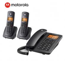 摩托罗拉(Motorola)数字无绳电话机 无线座机 子母机一拖二 办公家用 免提 来电显示 低辐射C4202LC（黑色）