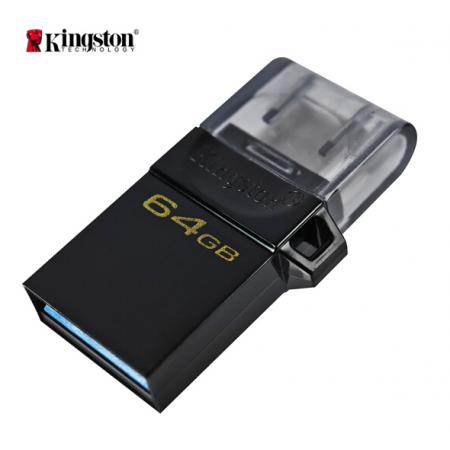  金士顿（Kingston）64GB OTG USB3.2 Gen1 U盘 DTDUO3G2 黑色 双接口设计 快速传输