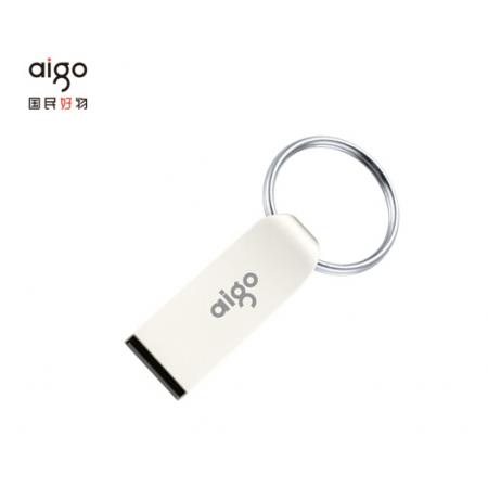 爱国者（aigo）64GB USB2.0 U盘 U268迷你款 银色 金属车载U盘