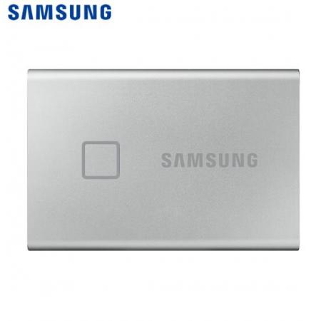 三星（SAMSUNG) 500GB Type-c移动硬盘 固态PSSD NVMe高速传输1050MB/秒 指纹识别 T7 Touch时尚银MU-PC500S