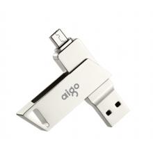 爱国者（aigo）32GB Micro USB USB3.0 手机U盘 U385银色 双接口手机电脑两用