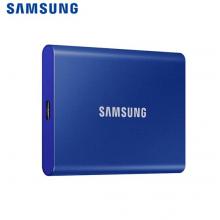 三星（SAMSUNG) 500GB Type-c移动硬盘 固态PSSD 超极速NVMe高速传输1050MB/秒 T7 极光蓝MU-PC500H