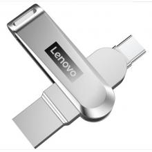 联想（Lenovo）128GB Type-C USB3.1 手机U盘 X3C 香槟银 全金属 双接口旋转 高速读写手机电脑两用优盘