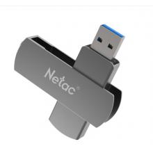 朗科（Netac）USB3.0 U盘U681 高速360旋转金属车载U盘加密闪存盘 铁灰色 128GB