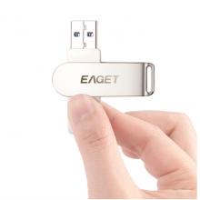 忆捷（EAGET）128GB USB3.0 U盘 F60高速全金属360度旋转车载优盘珍珠镍色