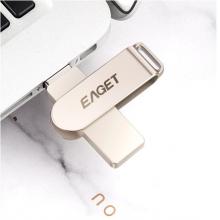 忆捷（EAGET）128GB USB3.0 U盘 F60高速全金属360度旋转车载优盘珍珠镍色