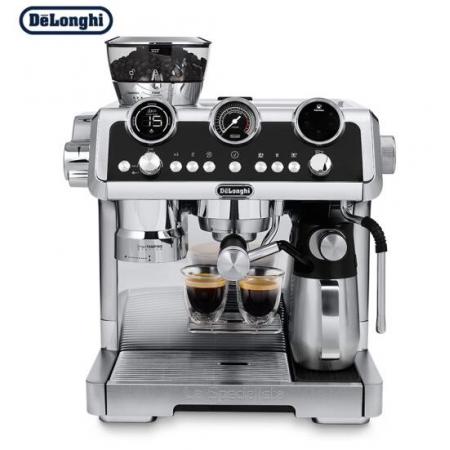 德龙（Delonghi）咖啡机 半自动8档感应研磨 全自动奶泡系统 双LED显示 银骑士 EC9665.M