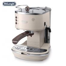 德龙（Delonghi）咖啡机 半自动咖啡机 复古泵压式不锈钢锅炉 ECO310 奶油白