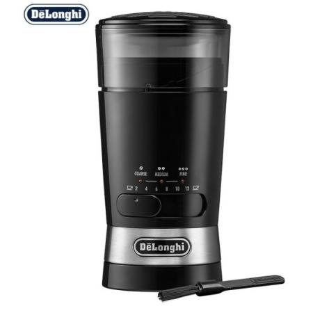 德龙（Delonghi）咖啡机 快速磨豆机 按压研磨可调节 独立容器 咖啡豆研磨器 咖啡机周边 黑色 KG210