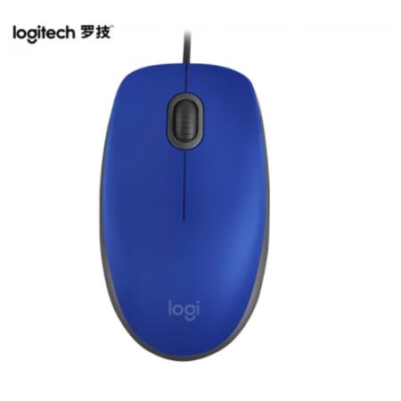 罗技（Logitech）M110 鼠标 有线鼠标 办公鼠标 轻音鼠标 对称鼠标 蓝色