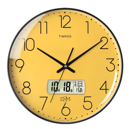 Timess 挂钟钟表客厅创意北欧时钟万年历温度石英钟简约轻奢表挂墙 P50B-5【30厘米日历款】