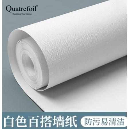 quatrefoil 墙贴自粘墙纸白色客厅卧室旧家具衣柜翻新贴纸 0.45*10米纯白