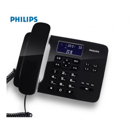 飞利浦（PHILIPS）电话机座机 固定电话 办公  来电报号 双插孔 一键拨号 CORD492 (黑色)