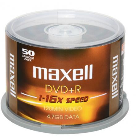 麦克赛尔（maxell）DVD+R光盘 刻录光盘 光碟 空白光盘 16速4.7G台产 黄纹黑尊桶装50片