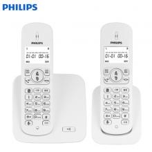 飞利浦（PHILIPS）无绳电话机 无线座机 子母机 办公家用 屏幕白色背光 持久待机 DCTG186（1+1）白色