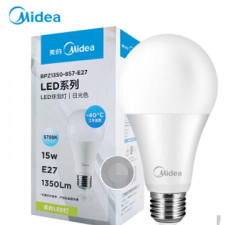美的（Midea） LED节能灯泡 球泡 12W E27大螺口 5700K 日光色/3000K 暖白色 单只装 