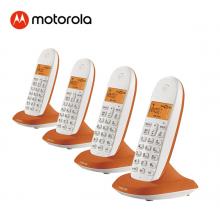 摩托罗拉(Motorola)数字无绳电话机 无线座机 单机 办公家用 来电显示 三方通话 C1001XC(橙色) 一拖三