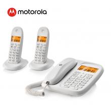 摩托罗拉(Motorola)数字无绳电话机 无线座机 子母机一拖二 办公家用 中文显示 双免提套装CL102C(白色)