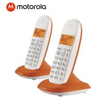 摩托罗拉(Motorola)数字无绳电话机 无线座机 单机 办公家用 来电显示 三方通话 C1001XC(橙色) 一拖一