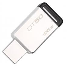 金士顿（Kingston）128GB USB3.1 U盘 DT50 黑色 金属外壳 无盖设计