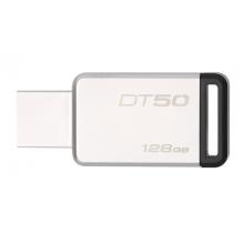 金士顿（Kingston）128GB USB3.1 U盘 DT50 黑色 金属外壳 无盖设计
