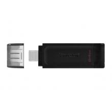 金士顿（Kingston）64GB USB3.2 Gen1 Type-C U盘 DT70 黑色