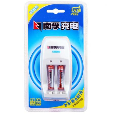 南孚(NANFU)7号充电电池2粒 镍氢耐用型900mAh 附充电器 适用于玩具车/血压计/血糖仪/鼠标等 AAA