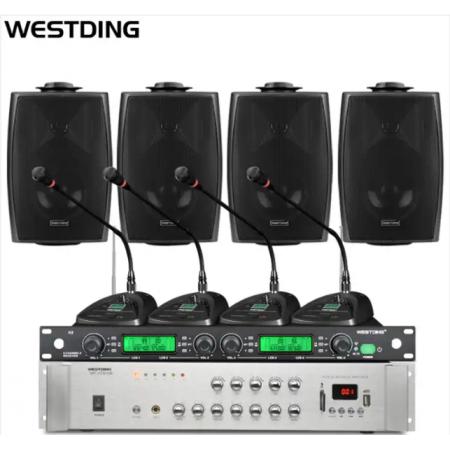 威斯汀（WESTDING）V4 会议室音响 音箱组合套装 壁挂音响 背景音乐教室培训系统 蓝牙功放话筒组合
