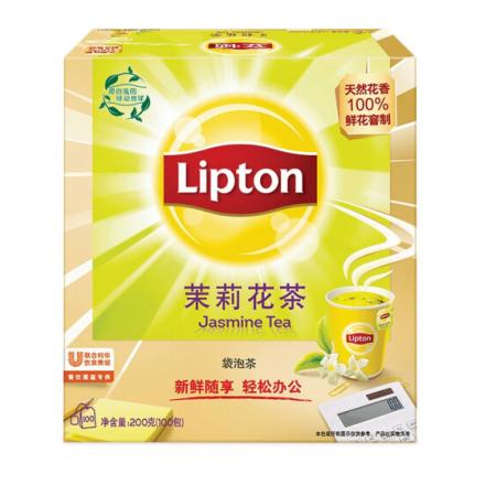立顿Lipton 茉莉花茶 茶叶 办公室下午茶 非独立袋泡 茶包 2g*100