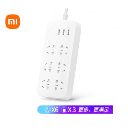 小米（MI）米家6孔位插线板/USB插座/插排/排插/拖线板/插板/接线板 3USB接口 全长1.8米