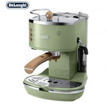 德龙（Delonghi）咖啡机 复古系列半自动咖啡机 家用意式浓缩 泵压式不锈钢锅炉 ECO310.VGR 橄榄绿