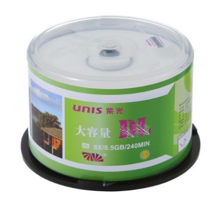 紫光（UNIS）DVD+R DL 光盘 刻录盘 8.5G  桶装50片