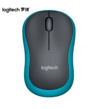 罗技（Logitech）M185鼠标 无线鼠标 办公鼠标 对称鼠标 黑色蓝边 带无线2.4G接收器