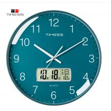 Timess 挂钟 客厅万年历钟表北欧简约石英钟表挂墙卧室时钟薄边家用日历挂表 P65-4 抹茶绿30厘米