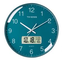 Timess 挂钟 客厅万年历钟表北欧简约石英钟表挂墙卧室时钟薄边家用日历挂表 P11-4 抹茶绿25厘米