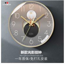 Timess T 挂钟 钟表客厅挂钟创意时尚家用表挂墙免打孔轻奢光影石英钟挂表 S16-1【35厘米款】