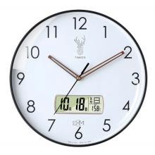 Timess 挂钟钟表客厅创意北欧时钟万年历温度石英钟简约轻奢表挂墙 P52-1【35厘米日历款】