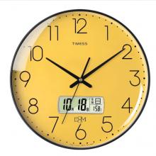 Timess 挂钟钟表客厅创意北欧时钟万年历温度石英钟简约轻奢表挂墙 P52-5【35厘米日历款】