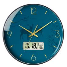 Timess 挂钟钟表客厅创意北欧时钟万年历温度石英钟简约轻奢表挂墙 P52-6【35厘米日历款】