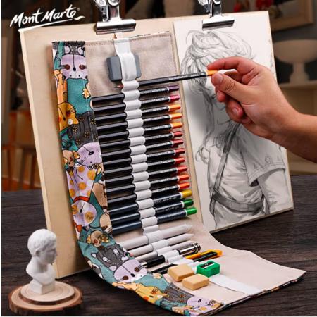 蒙玛特(Mont Marte)24件素描套装 素描铅笔绘画工具 美术初学者速写炭笔素描笔笔帘写生画画套装MPN0118