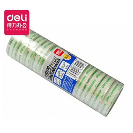 得力（deli）透明胶带学生办公桶装胶带手工diy胶纸胶带宽1.2cm (12卷/筒)2筒装 30014