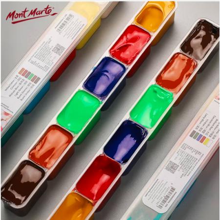 蒙玛特(Mont Marte)6色丙烯颜料 新型连杯颜料30ml果冻丙烯颜料常用色防水不掉色丙烯颜料套装PMHS0102CN-1