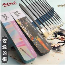 蒙玛特(Mont Marte)涂鸦铁盒10支装水粉笔 猪鬃水彩画笔丙烯颜料画画笔美术勾线笔儿童油画笔套装BMHS1010