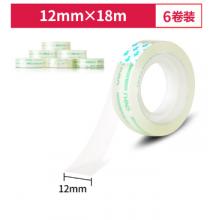 得力（deli）30029 透明高粘文具胶带 12mm*18m 6卷/筒