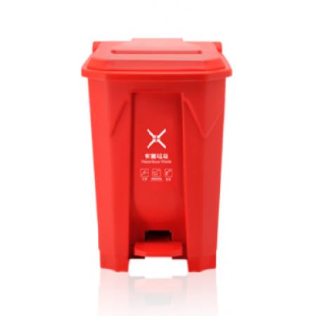 兰诗（LAUTEE）YJ-50 新国标脚踏垃圾桶 50L-红色有害垃圾